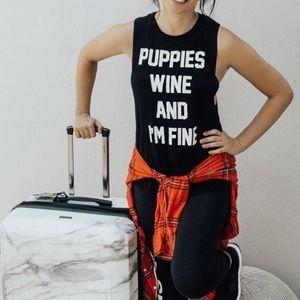 PUPPIES • Puppies Wine & I’m Fine Black Tank Top